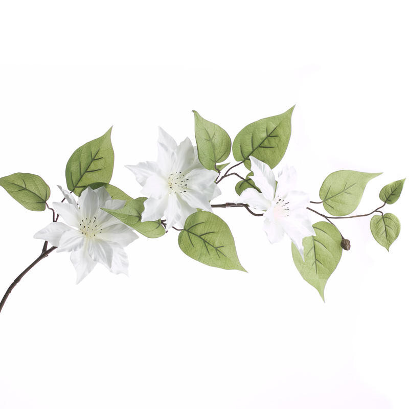 Package of 2 White Artificial Clematis 34″ Floral Sprays