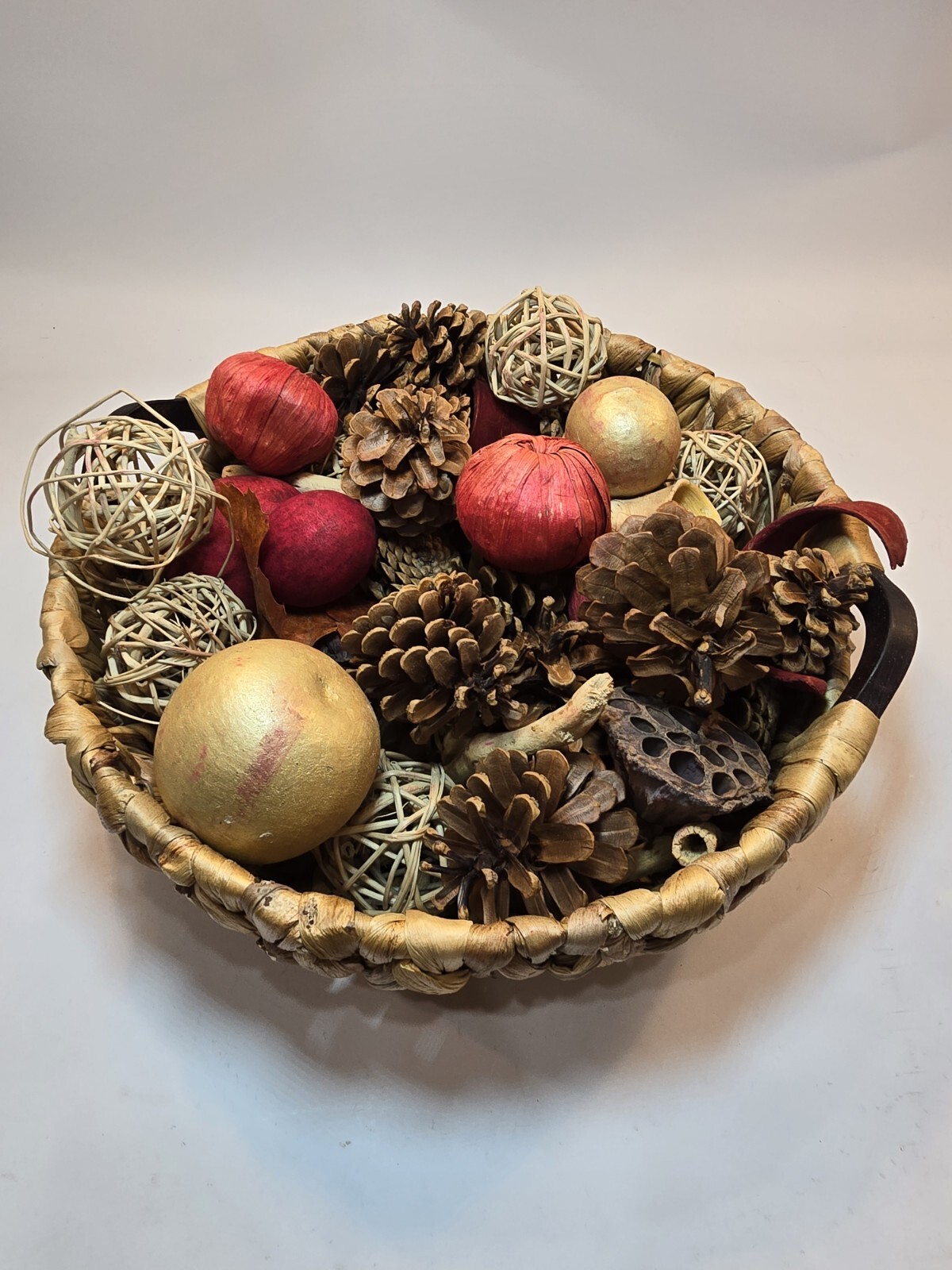 Rustic Forest Jumbo Artificial Bowl Filler w/basket Holiday Decor Potpourri