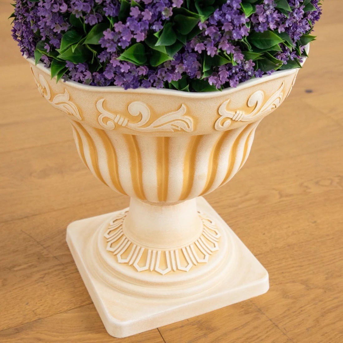 22” UV Artificial Flowering Ball Topiary in Decorative Planter Indoor/Outdoor