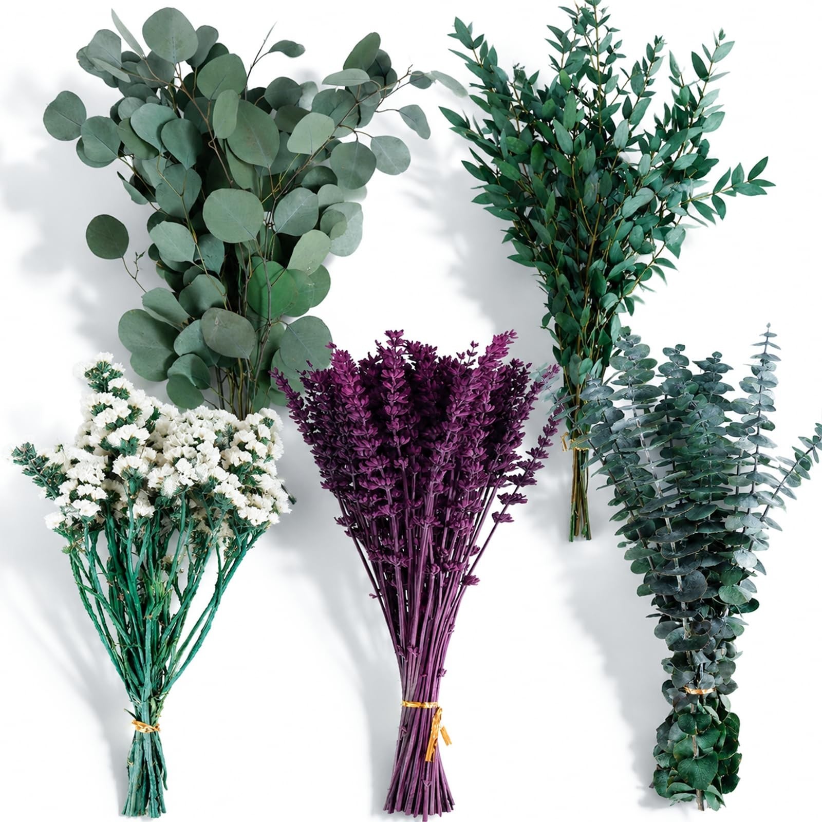 85 Pcs Dried Eucalyptus & Lavender Bundle for Shower Decor, Aromatherapy, DIY Va
