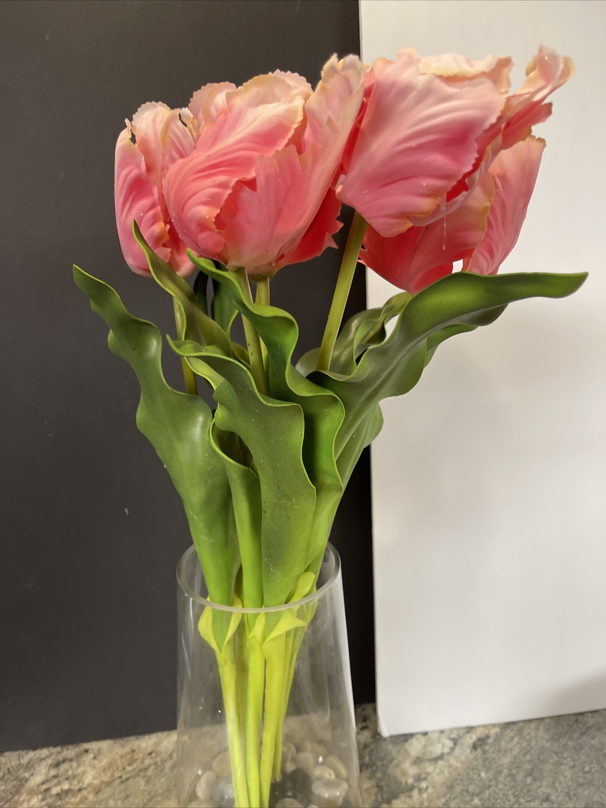 23” Real Touch Parrot Tulips Bouquet Water Vase Pink Flower Valerie Parr Hill