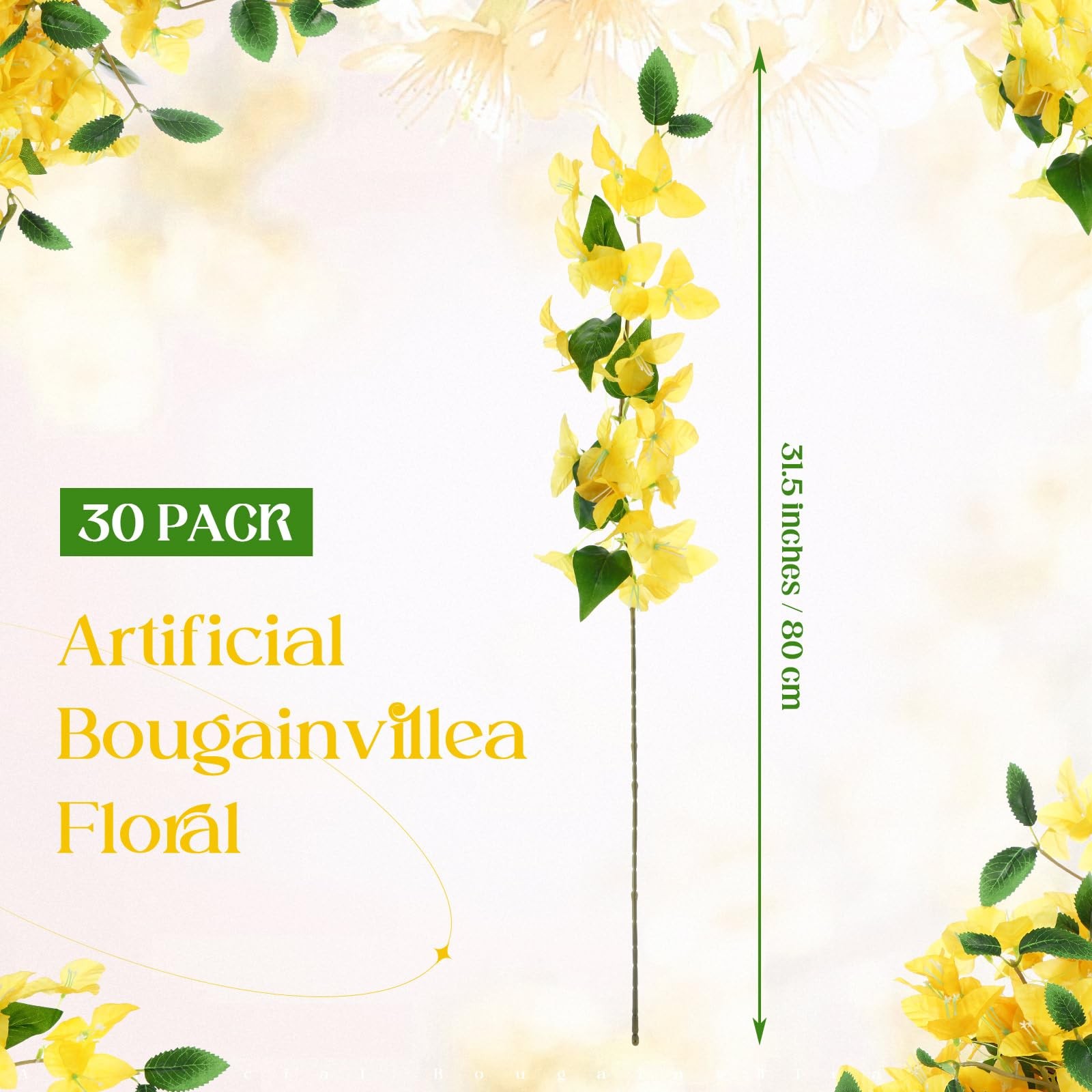 30 Pcs Artificial Faux Bougainvillea Fake Flower Silk Bougainvillea Branches …
