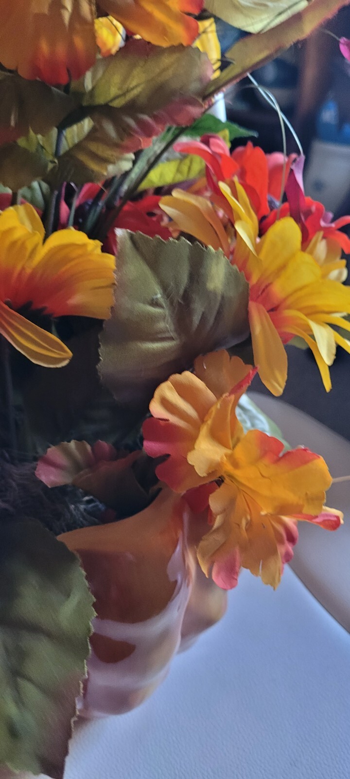 Fall Centerpiece Sunflowers Cattails Ceramic Pumpkin Flowers Tabletop Decoration