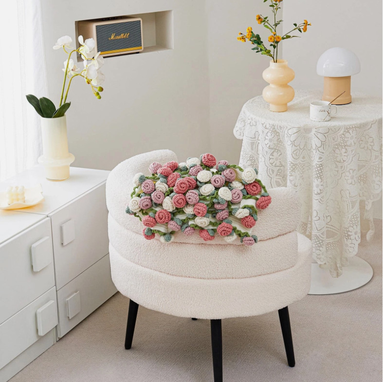 Bouquet ,DIY Handmade Crochet Rose Blanket,Knitted Throw Blankets