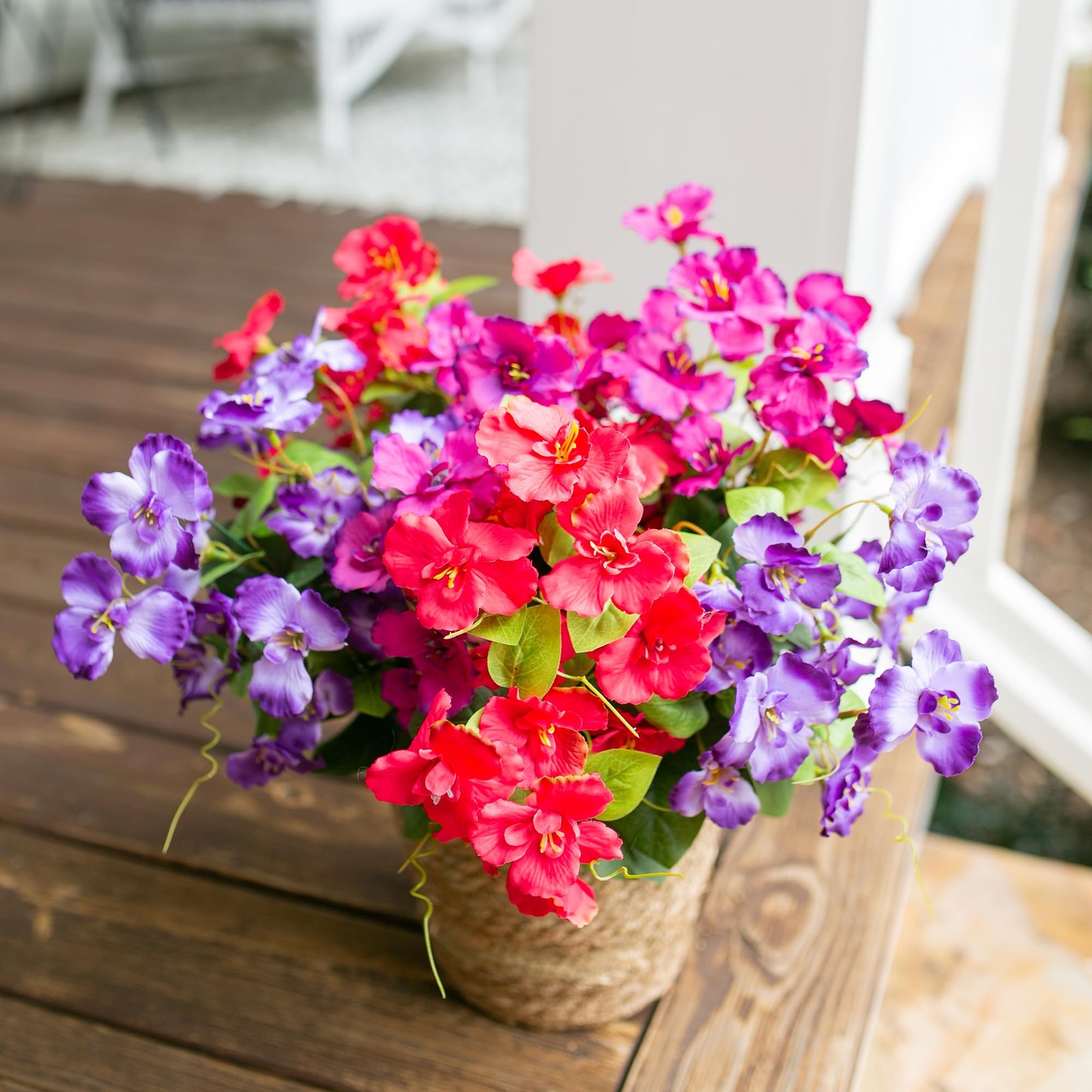 Hibiscus Artificial Flowers Plants for Outdoors Summer Decoration, 6 Bundles …