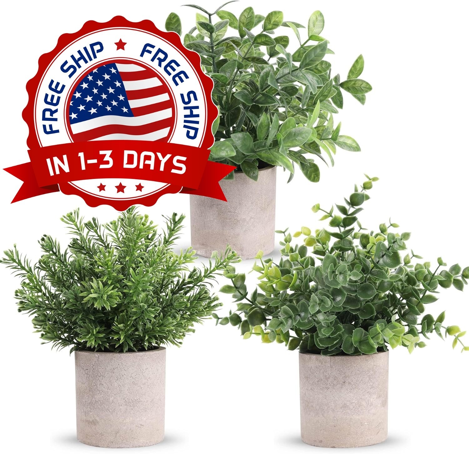 Plantas Artificiales En Maceta, Pequeño Eucalipto Falso, Paquete De 3 Decoración