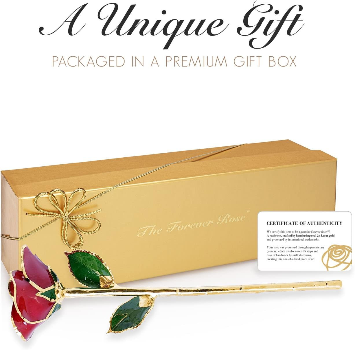 Bloomed, Beautiful 24K Gold Dipped Red Rose That Lasts Forever, 24K Gold Dipped