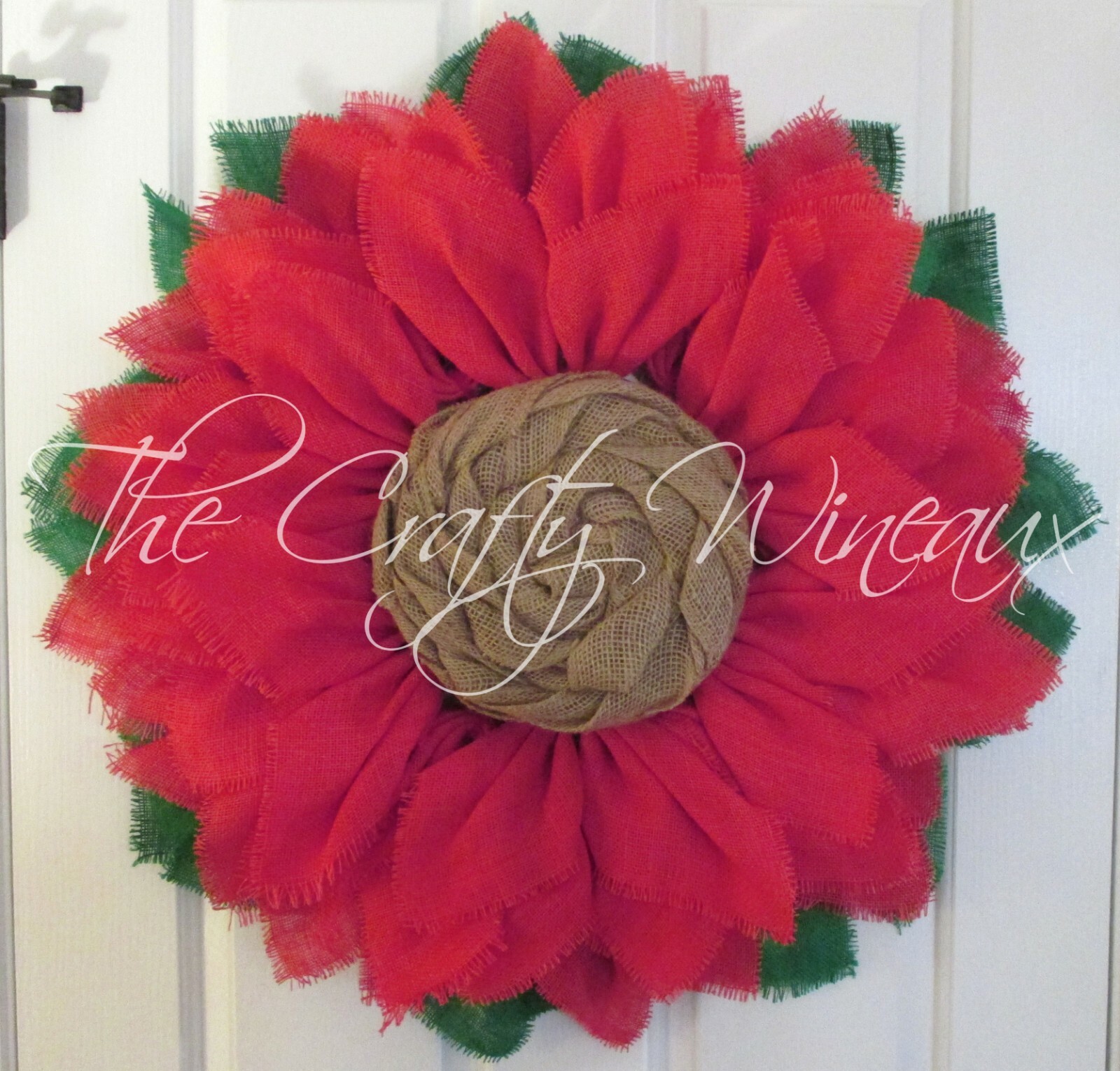 The Crafty Wineaux – Extra Large 30″ Rich Coral Pink Burlap Sunflower Wreath