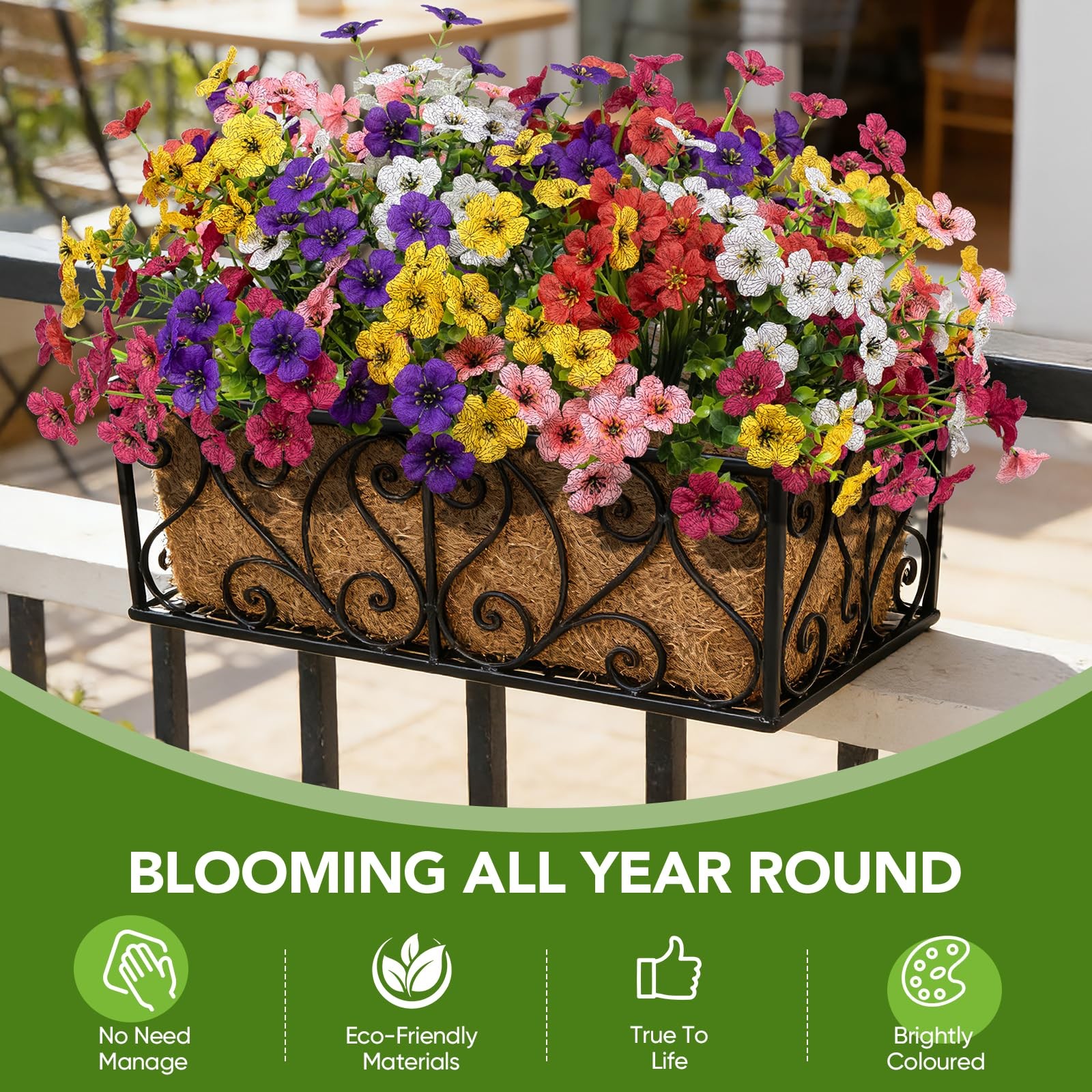 24 Bundles Outdoors Artificial Flowers UV Resistant Fake Silk Flowers Garden …