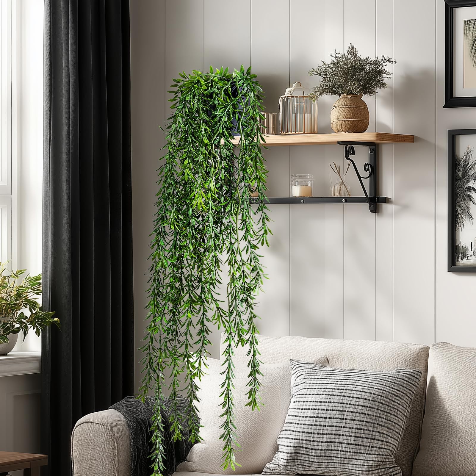 Artificial Hanging Plant 2 Pcs Faux Plant Ivy Vine Faux Eucalyptus Vines Fake…