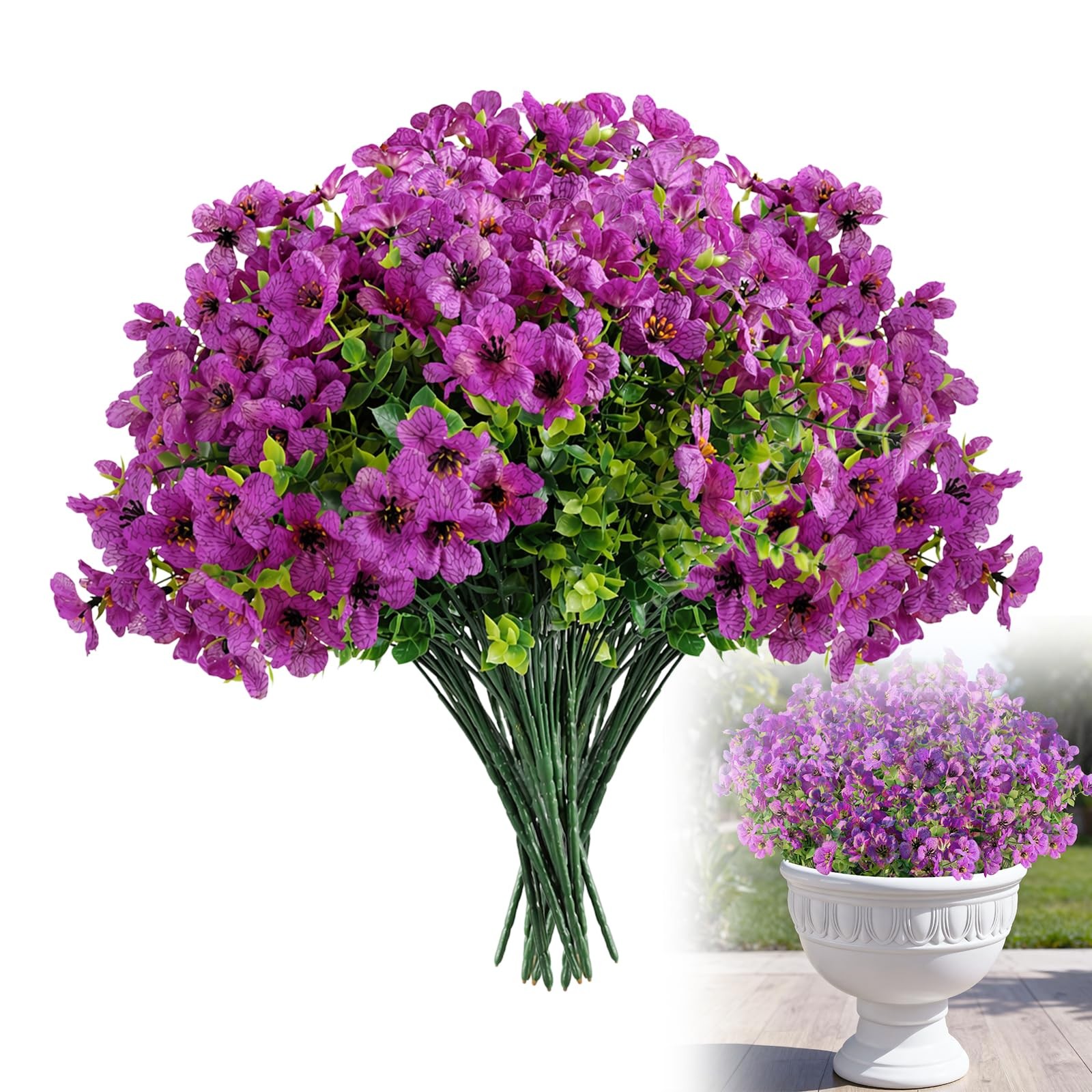 Artificial Flowers for Outdoors, UV Resistant Fake Flowers, Realistic Faux Pl…
