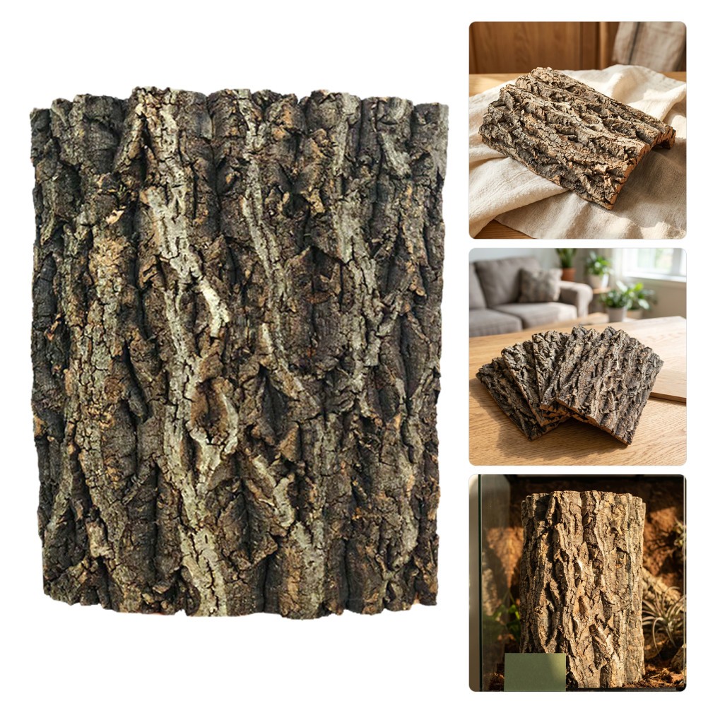 5Pcs Cork Bark Tiles Natural Brown Durable Climbing Bark for Reptile Tank Decor