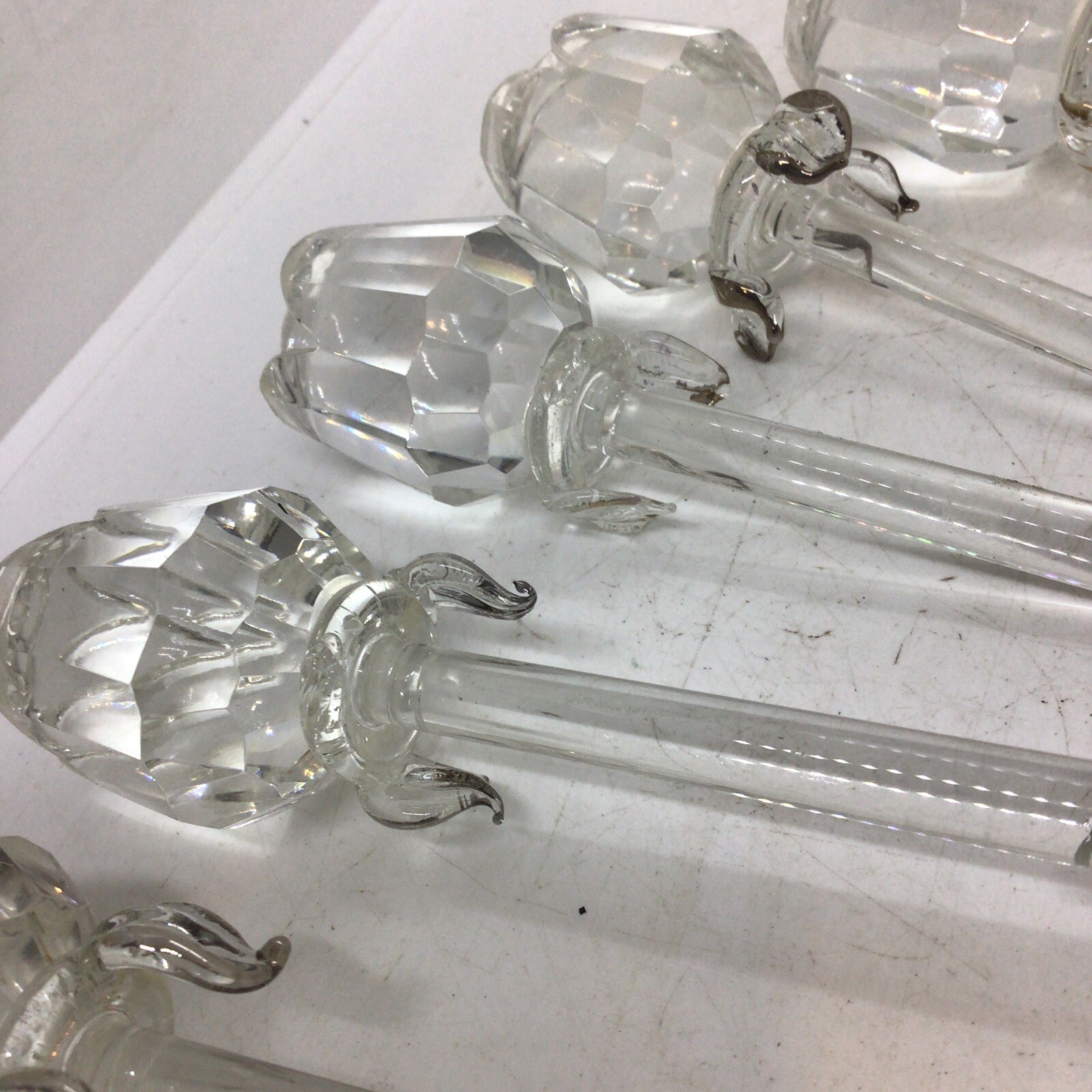 Crystal Glass Long Stem Roses Lot of 6 Various Lengths Great For Crafts