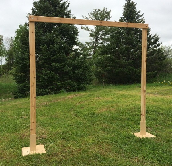 3 Piece White Cedar Arch with Two Tan Stands