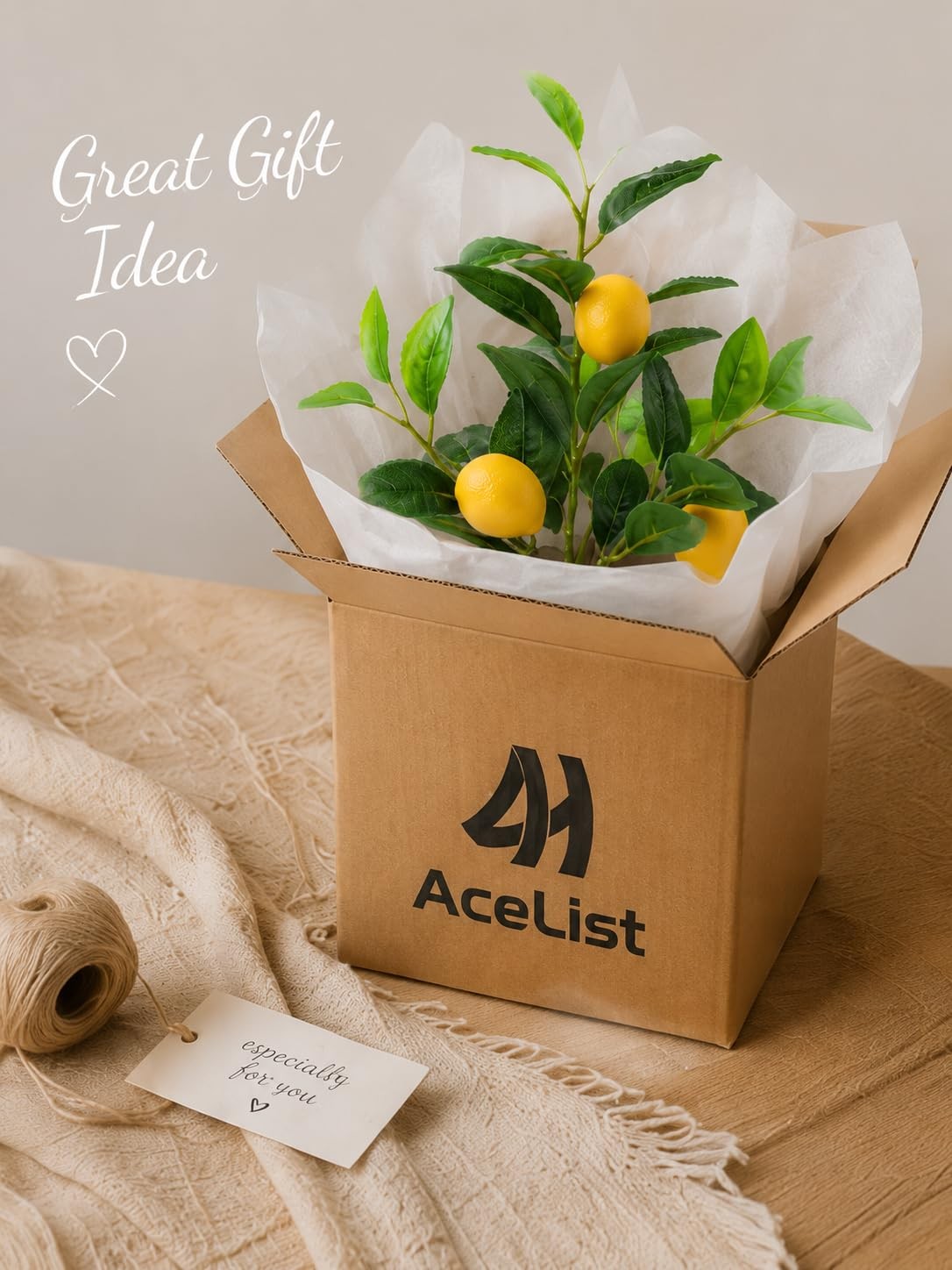 Realistic Small Fake Lemon Tree 14.6 Inch Artificial Plant White Pot Indoor
