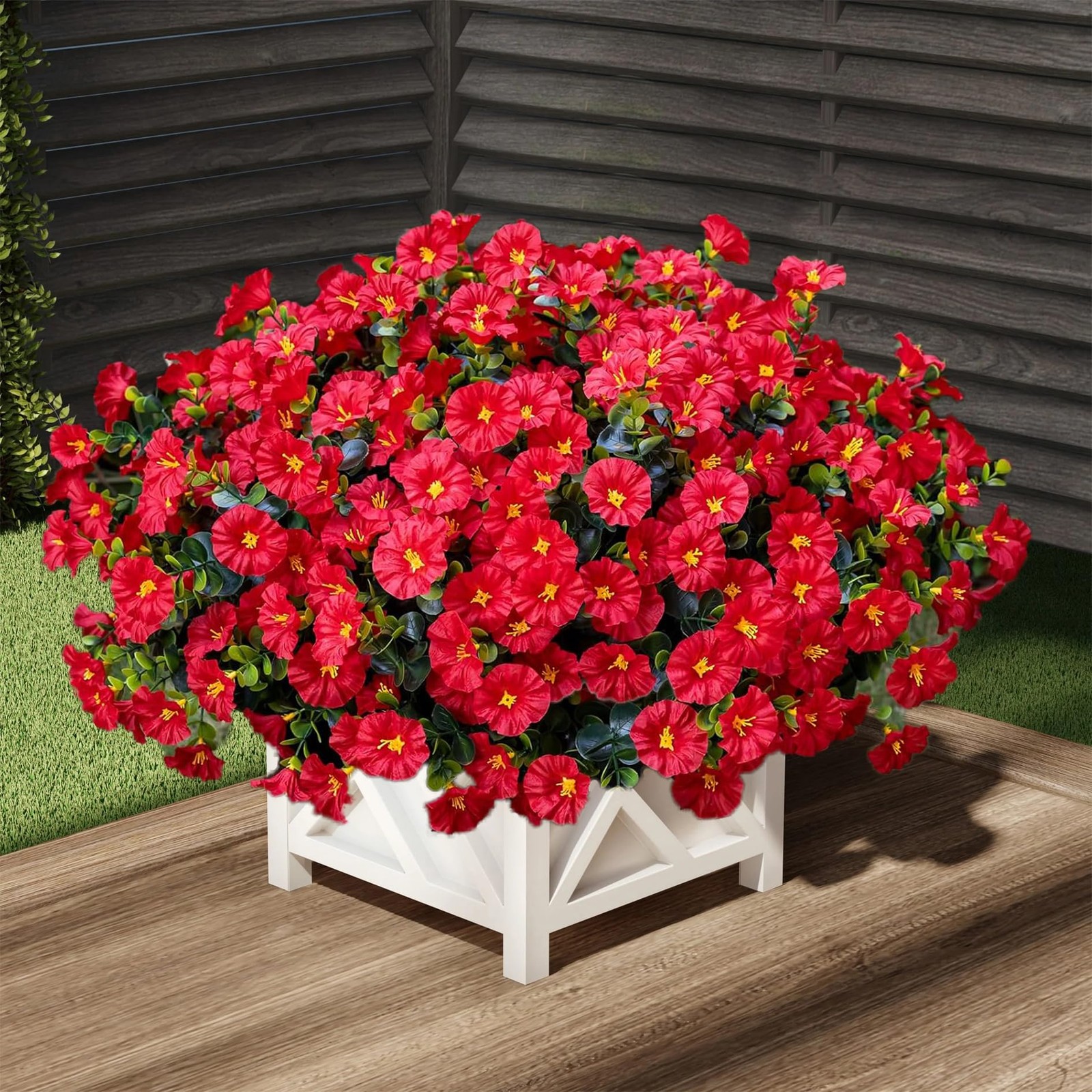 Artificial Outdoor Flowers 16 Bundles Fake Morning Glory Flower Outdoor UV Re…