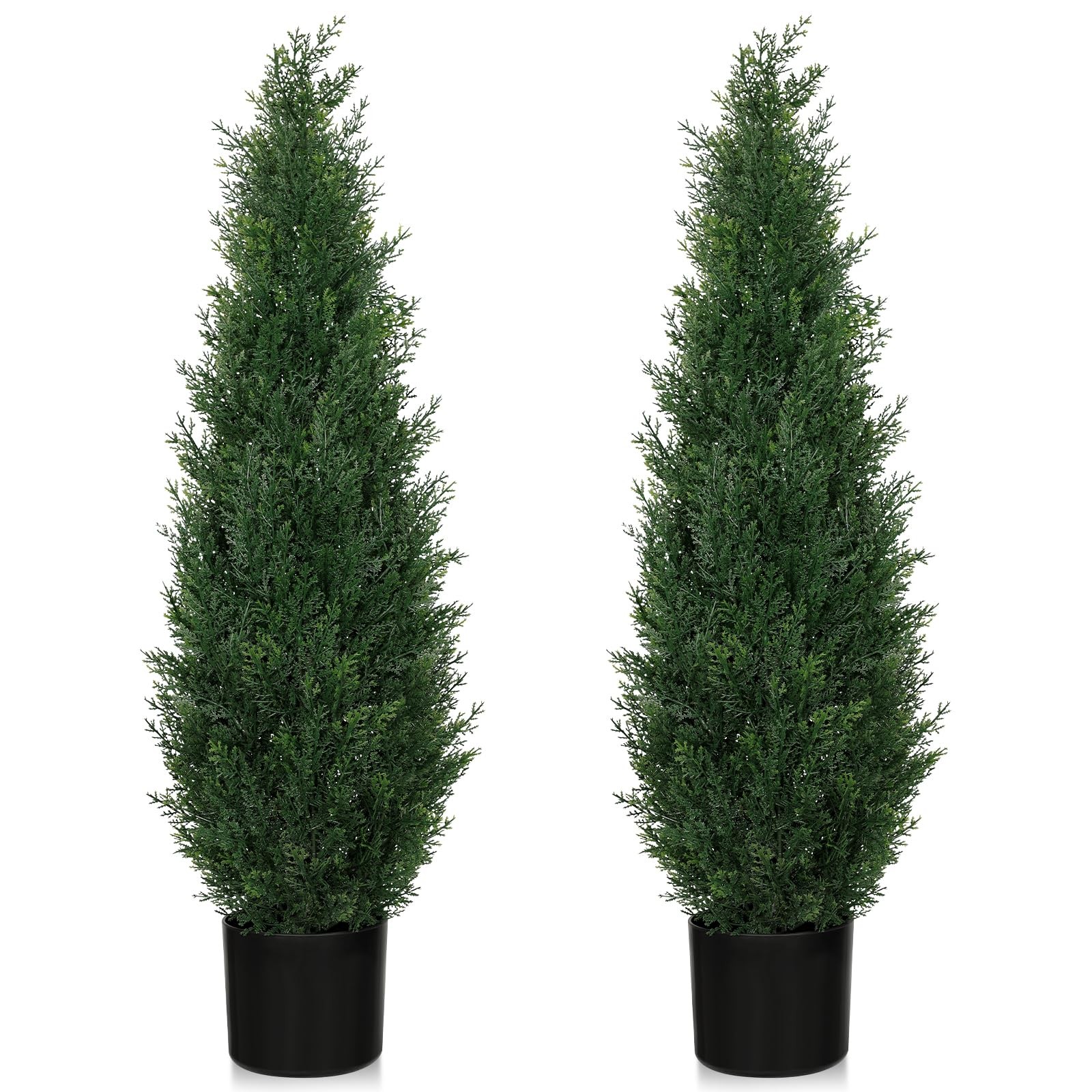 3FT Artificial Cedar Topiary Trees for Outdoors, UV Resistant Fake Cypress Sh…