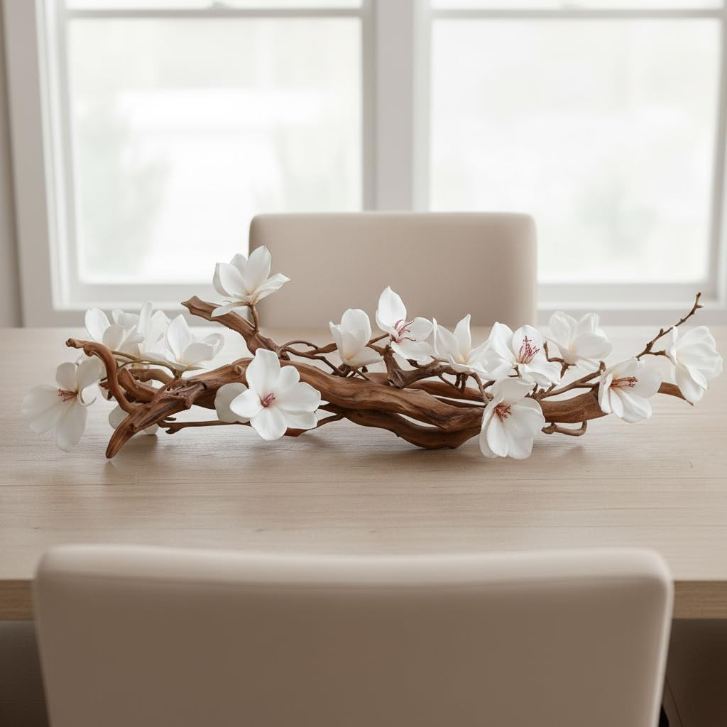 Magnolia Vine Driftwood Centerpiece – Spring Home Decor & Gift for Mom
