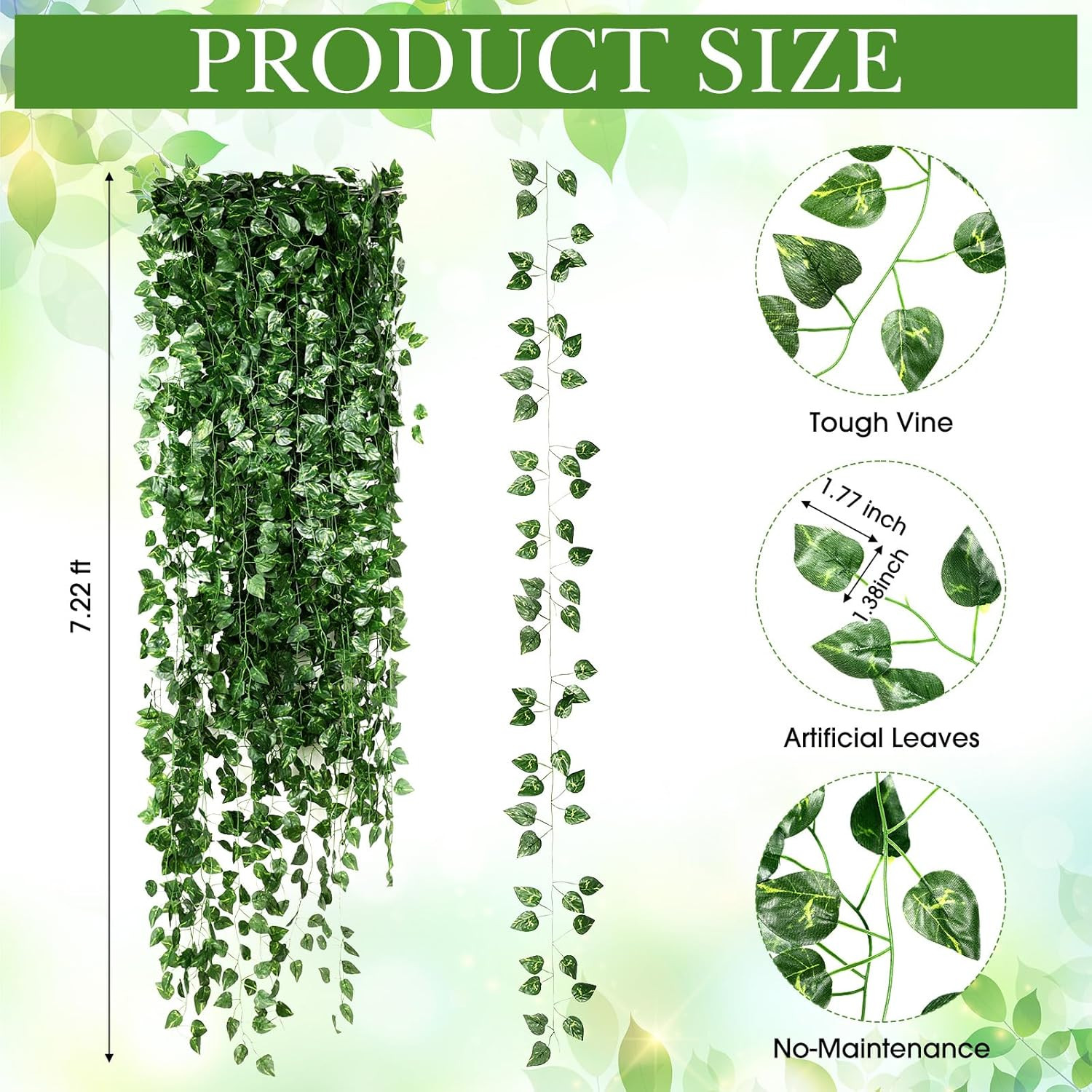 24 Pcs 158ft Fake Vines Bulk Artificial Ivy Garland Greenery Hanging Vines Leave