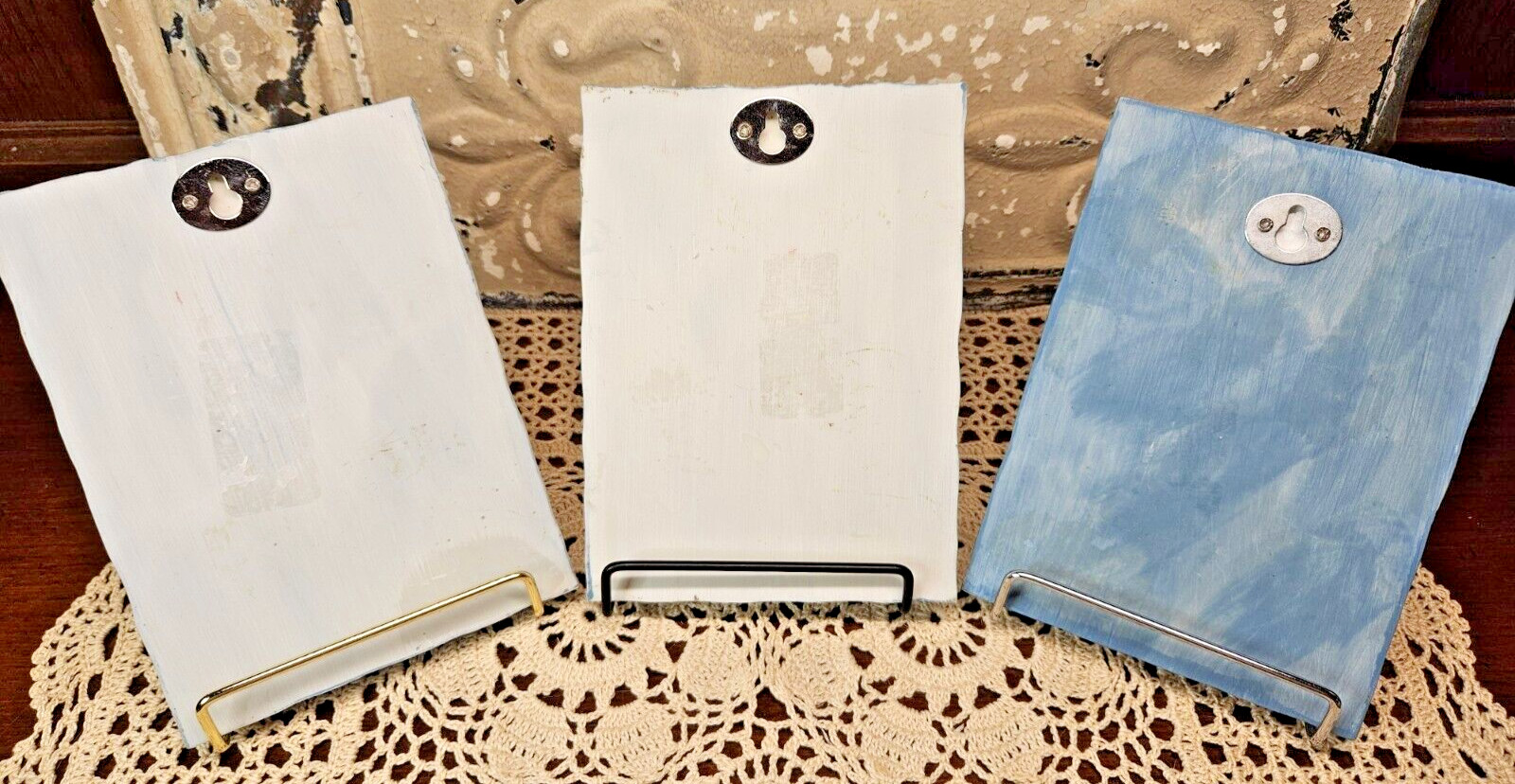 Set of 3 Decorative Embossed Floral Wall Plaques Ready to Hang 6″ x 5″
