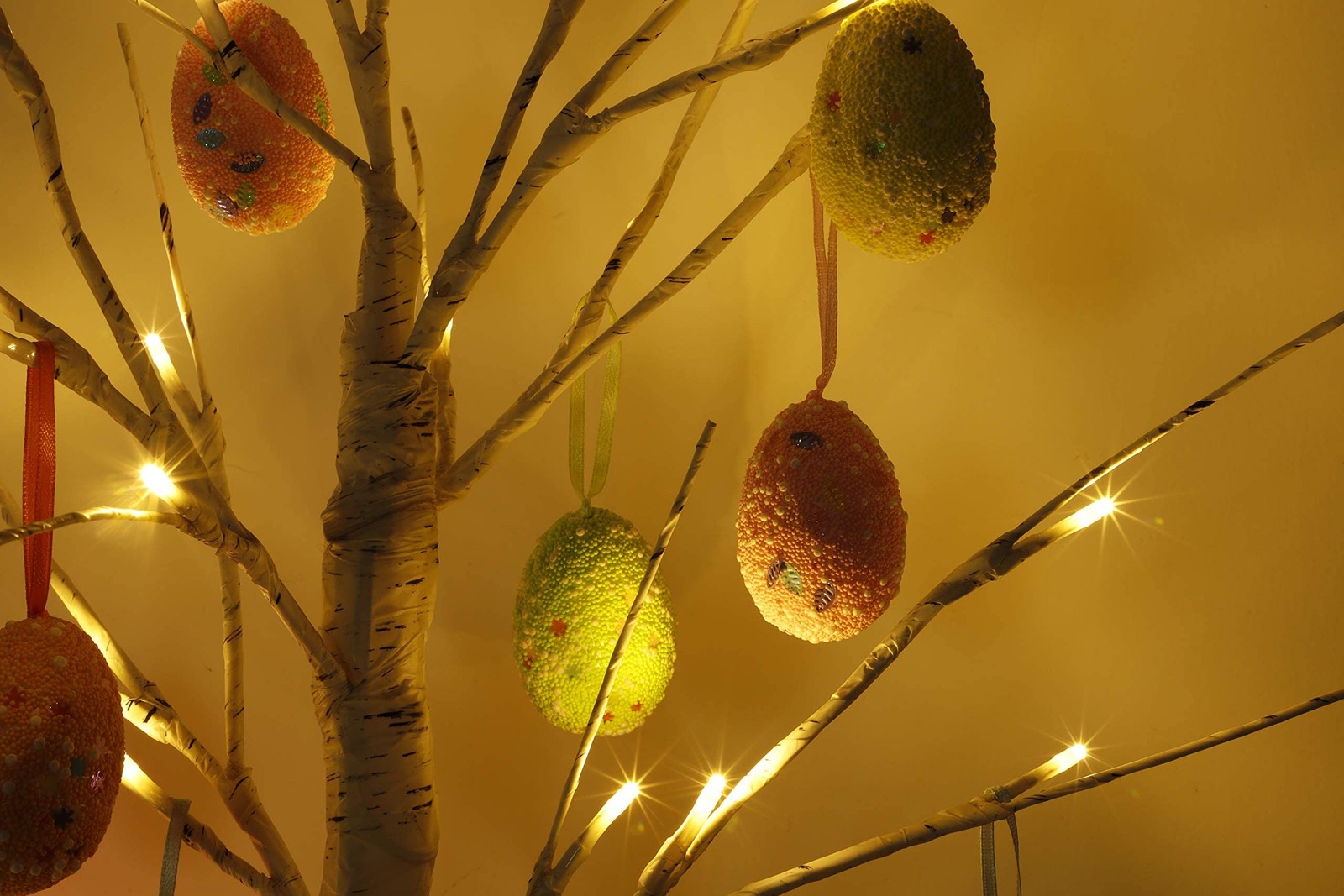 Easter Decorations kemooie 24 Inch Pre-lit White Birch Tree with 10 Hanging Ea..