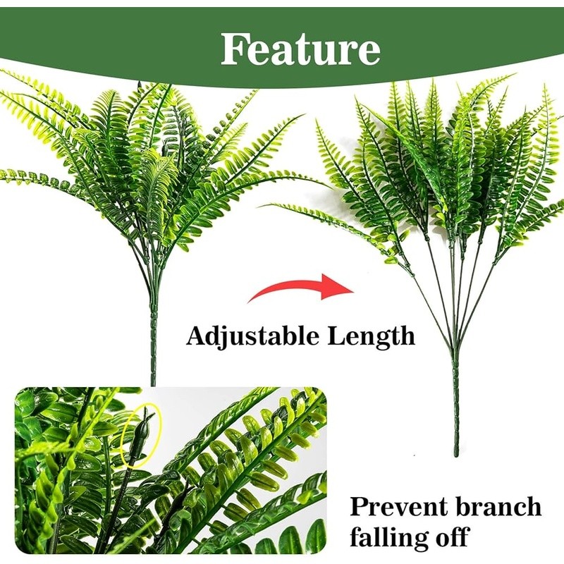 Adjustable Fake Boston Fern Realistic Plastic Plant Home Garden Decoration New