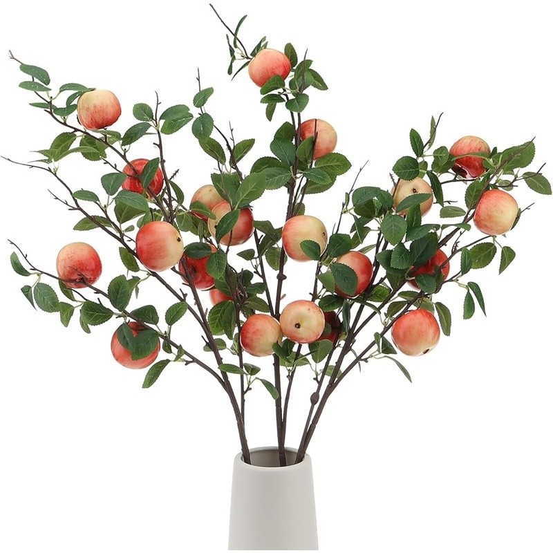 Artificial Fruit Branches Faux Apple Stem Floral Arrangement Home Decor New
