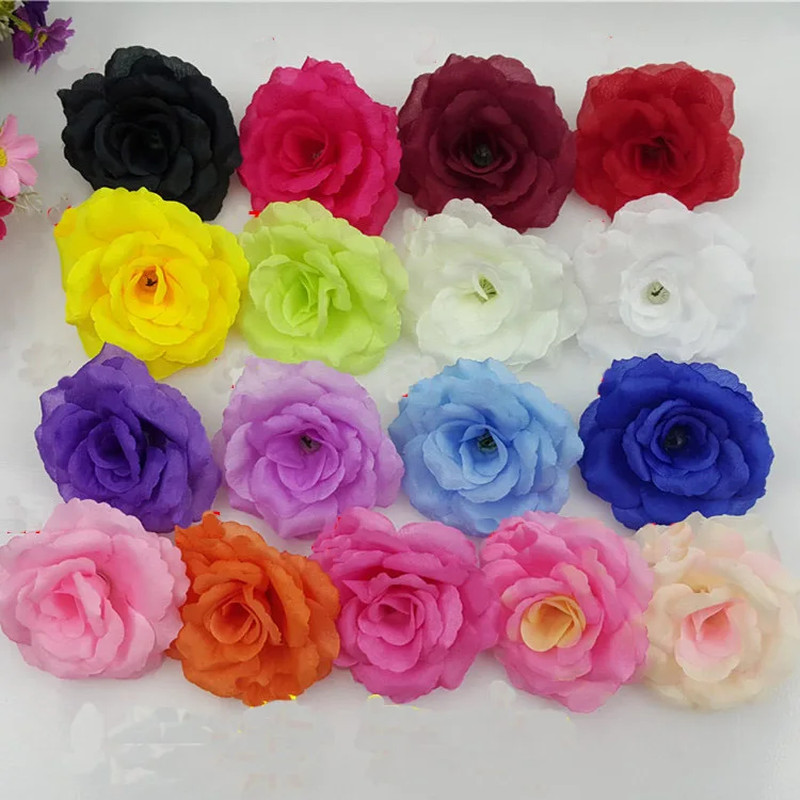 10Pcs Deep Purple Silk Rose Flower Heads for DIY Wedding Home Decor