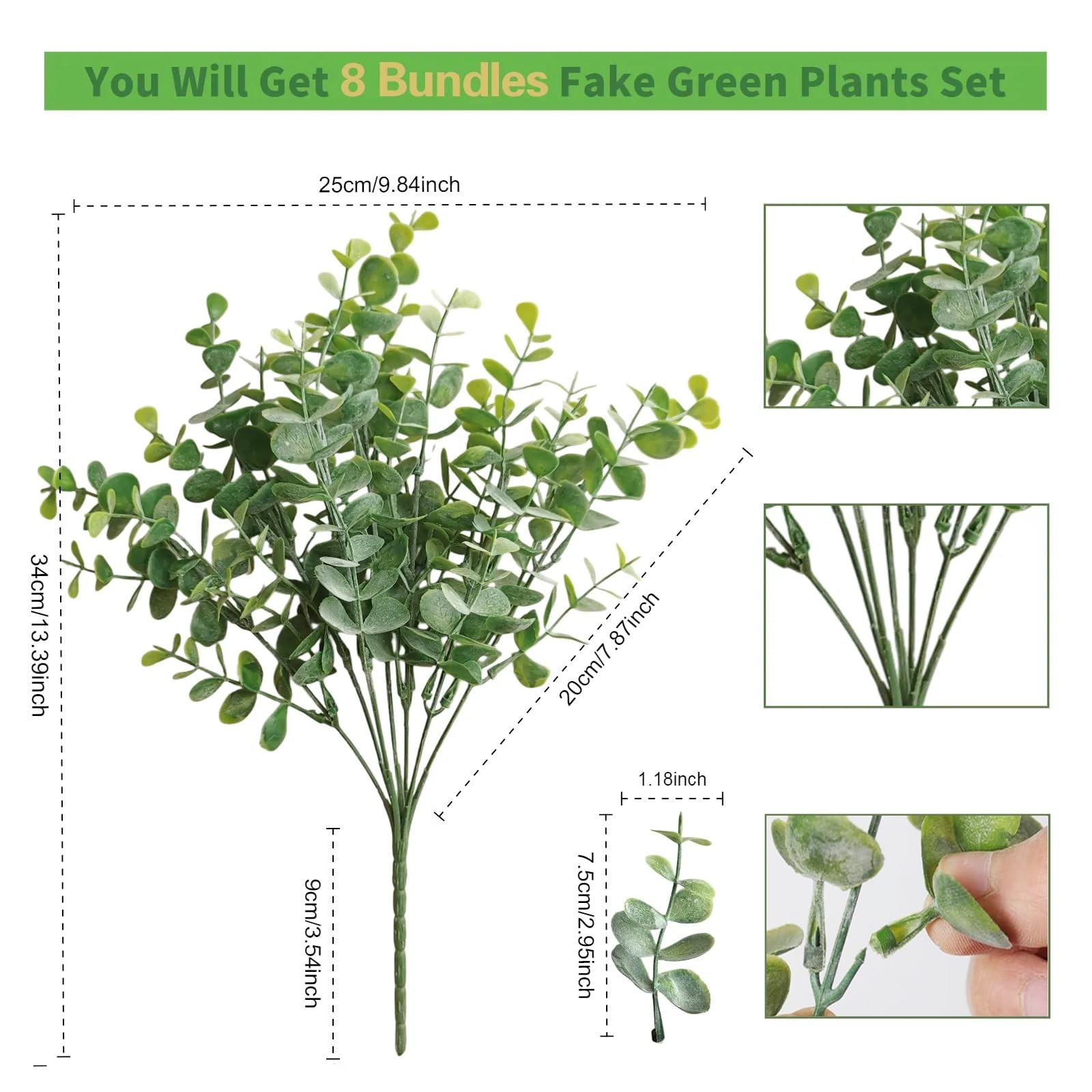 8 Bundles Multi Colored Artificial Eucalyptus Leaves, Plastic Plants, Outdoor…