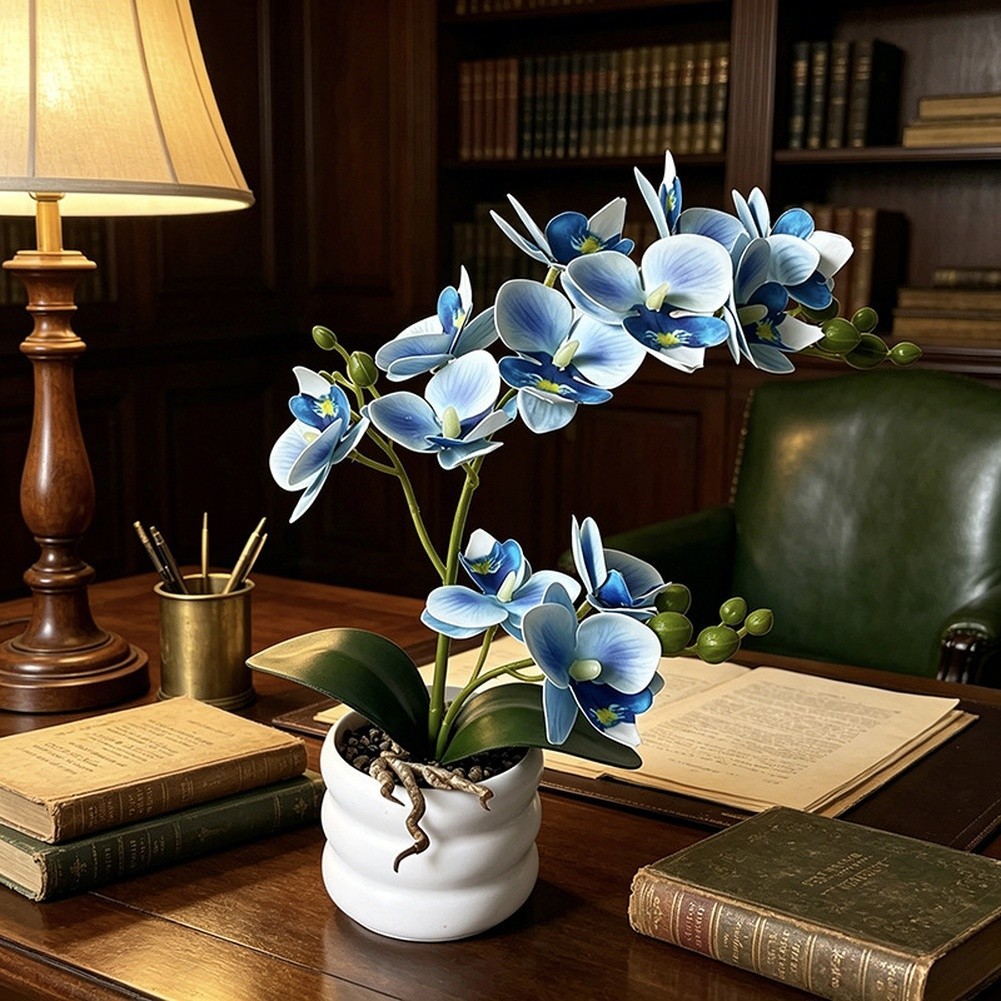 Elegant Floral Display Faux Phalaenopsis Orchid Dust Resistant 12-bloom Design