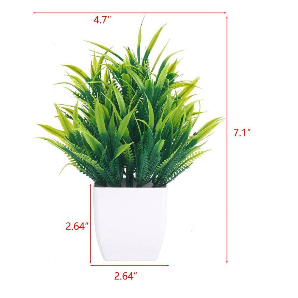 Small Artificial Greenery Plants in White Pot Garden Statue , 4-Pack