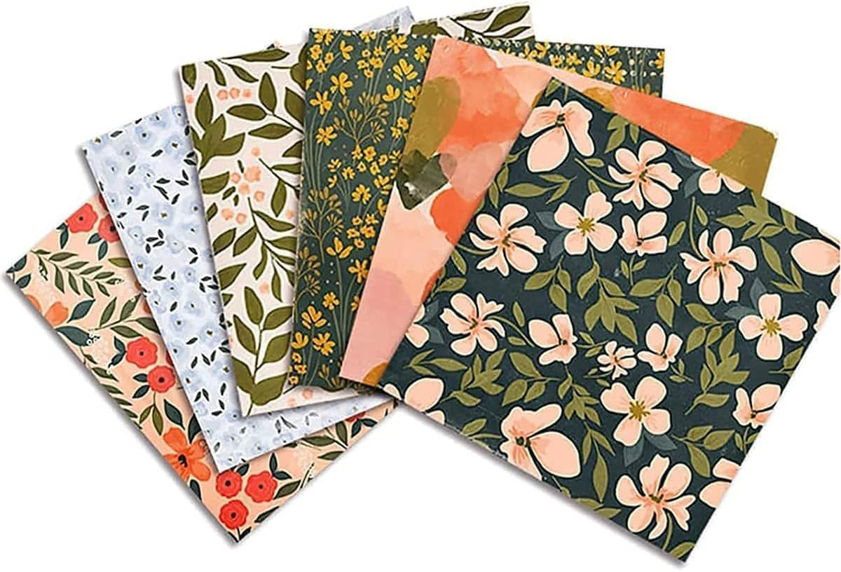 Floral & Pastel Scrapbook Paper 6×6, Cute Cardstock for Junk Journal, Planner, D