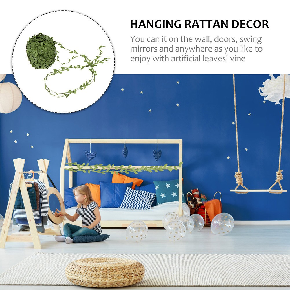 1Pc Simulation Rattan Adornment Artificial Green Vine for Home and Party Use