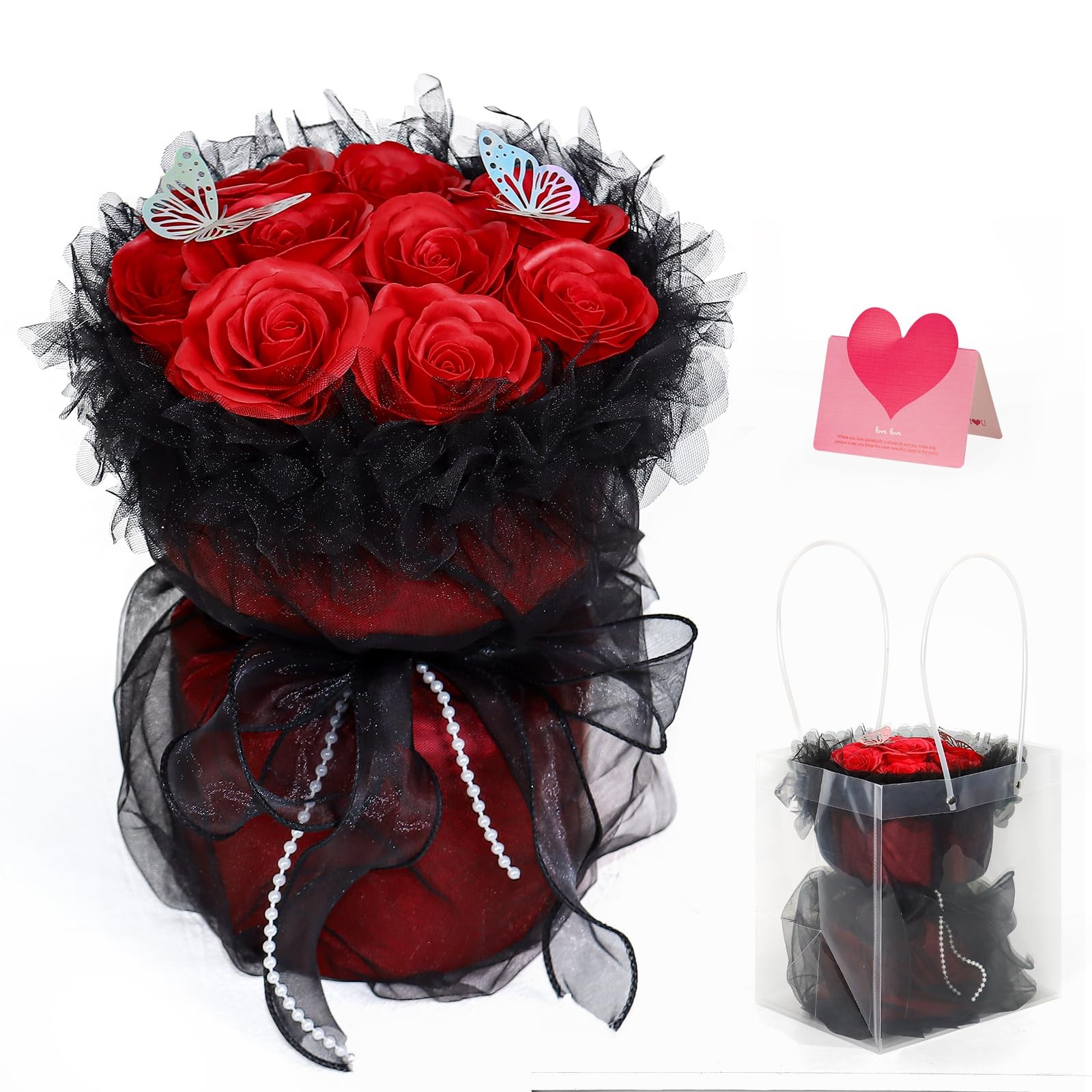 Artificial Soap Flowers Preserved Roses Bouquet Gift for Women Mom Wife Girlf…