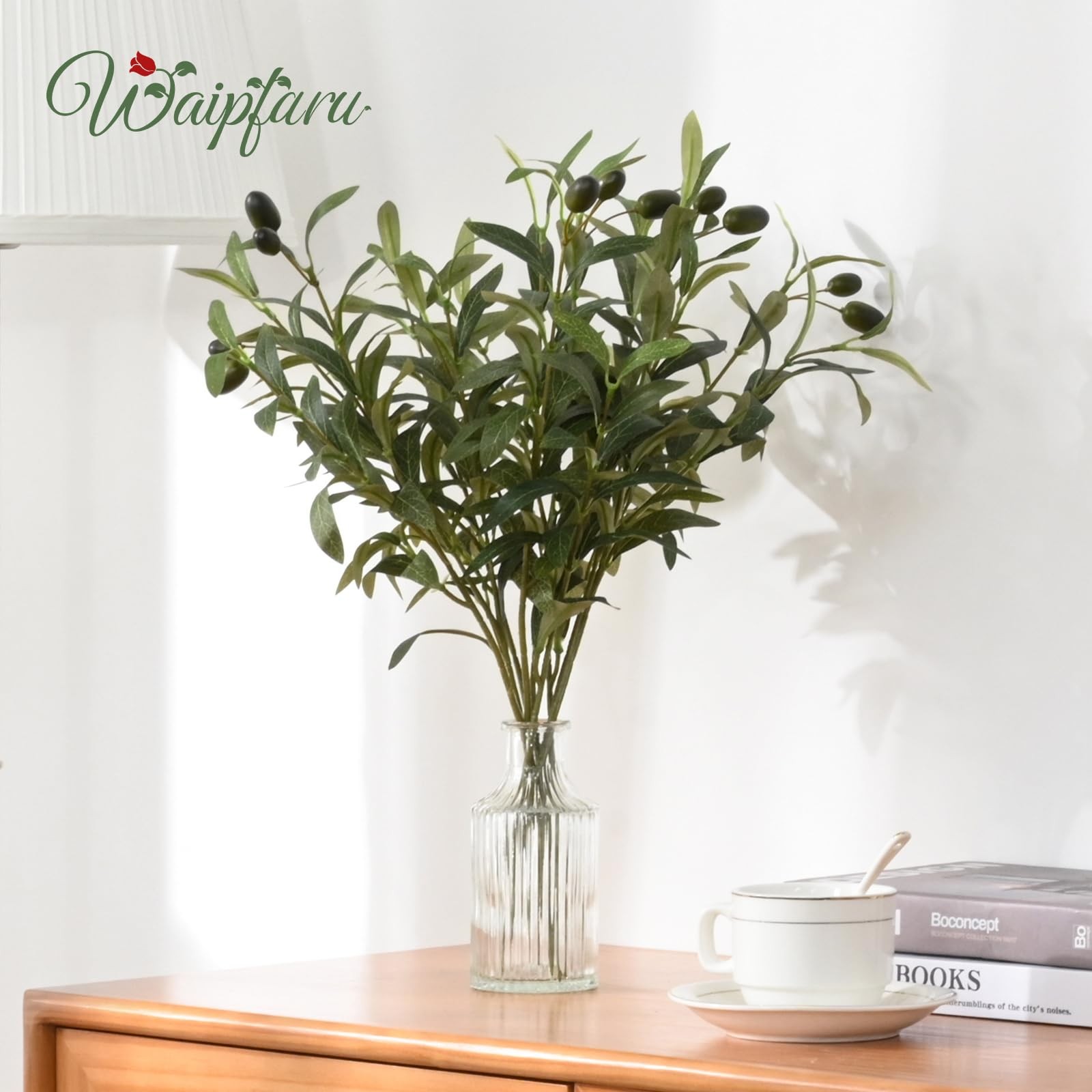 Faux Olive Branches for Vases, Olive Tree Branches with Lifelike Olives, Arti…