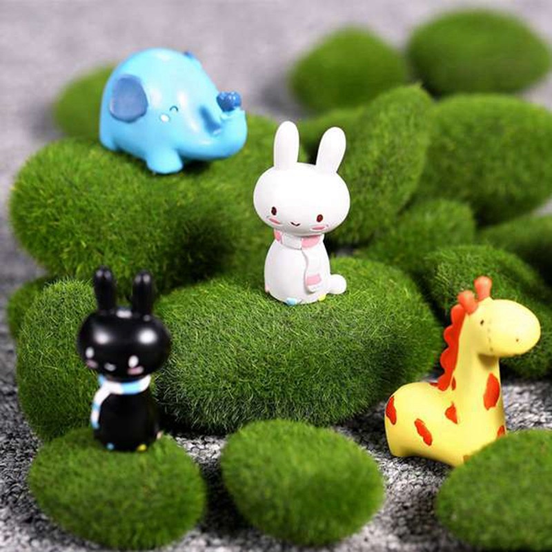 40 Pieces 2 Sizes Rocks Decorative Faux Green Moss Covered1439
