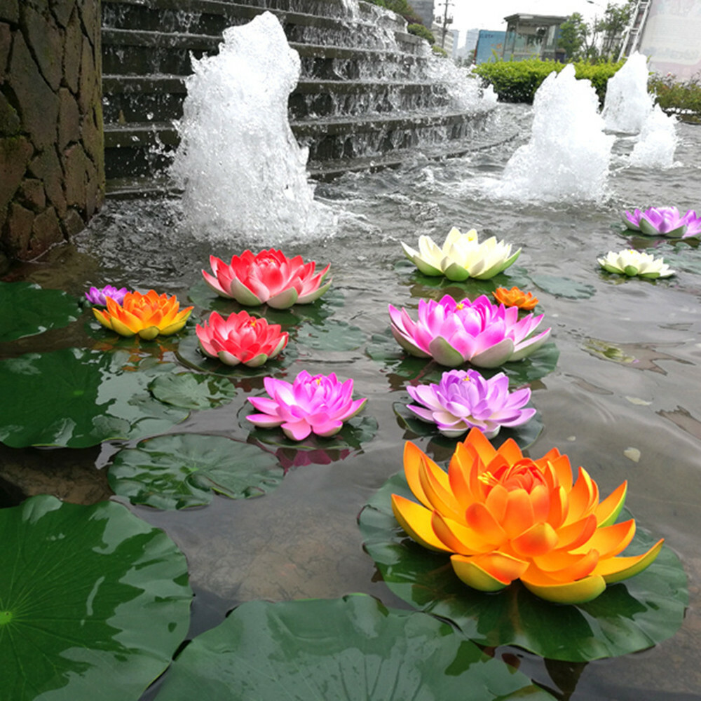 10pcs Artificial Lotus Flower Pad Floral Pond Tank Lillies Wedding Home Decor
