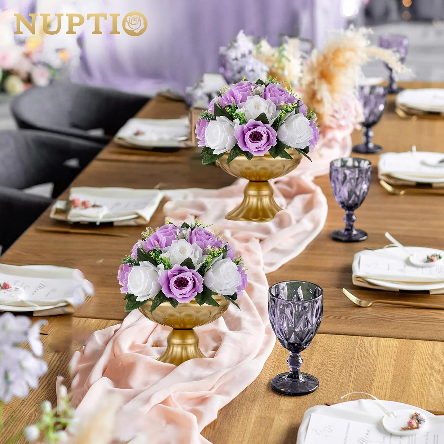 Nuptic flower balls for centerpieces lavender and white 6 count