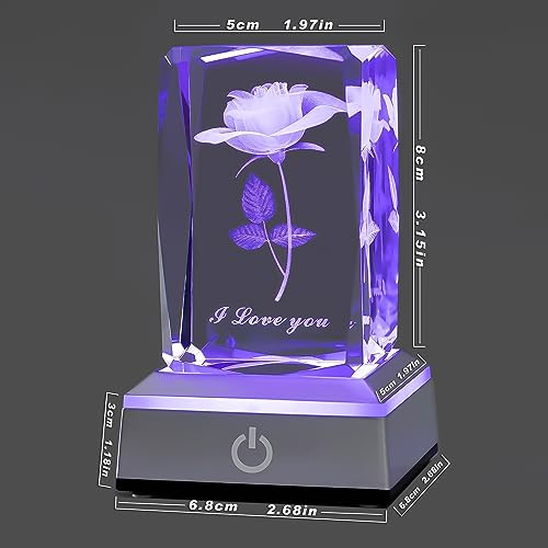 3D Rose Crystal Multicolor Nightlight,I Love You Decolamp,Christmas A-Rose