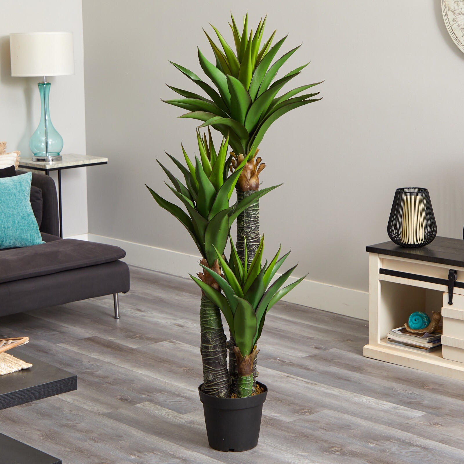 5’ Yucca Artificial Tree w/3 Trunks & 66 Lvs Home Office Decor. Retail $358