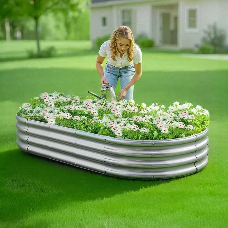 Metal Raised Garden Bed 6 X 3 1 Ft Outdoor Galvanized Planter Box Open Bottom