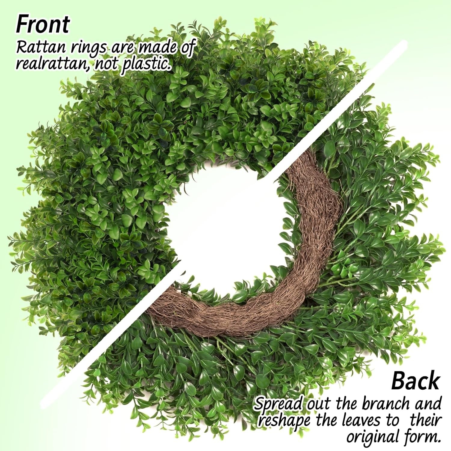 26 Inch Artificial Green Boxwoods Wreath for Indoor Outdoor Front Door Home D…