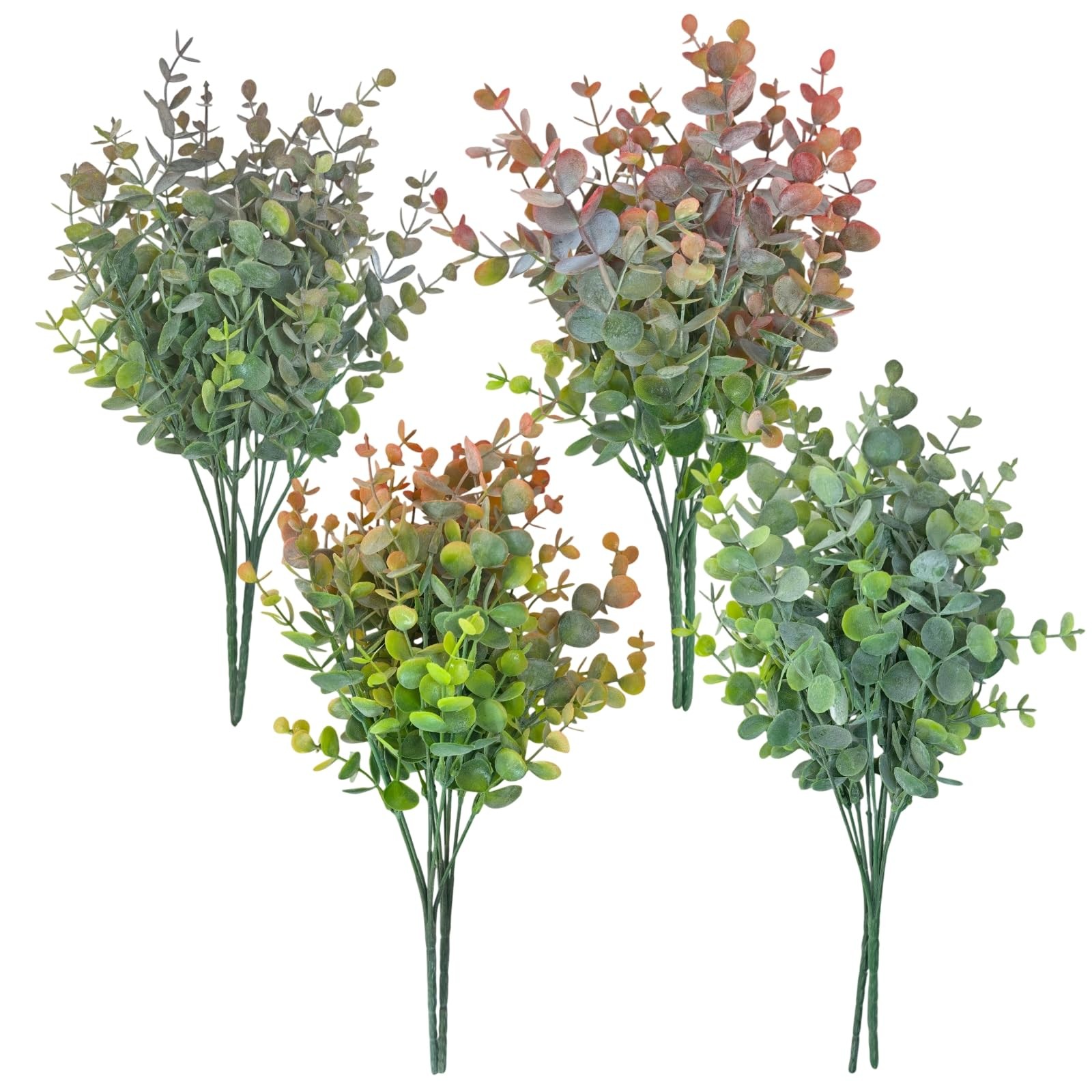 8 Bundles Multi Colored Artificial Eucalyptus Leaves, Plastic Plants, Outdoor…