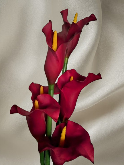 26″ Cranberry real touch calla lily stems (6)