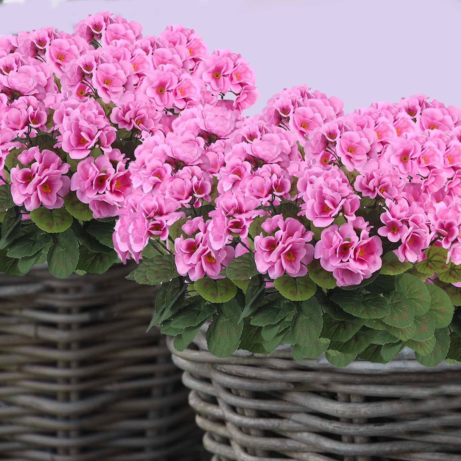 3 Pcs Artificial Geraniums Flowers Silk Geraniums for Outdoors UV Resistant Purp