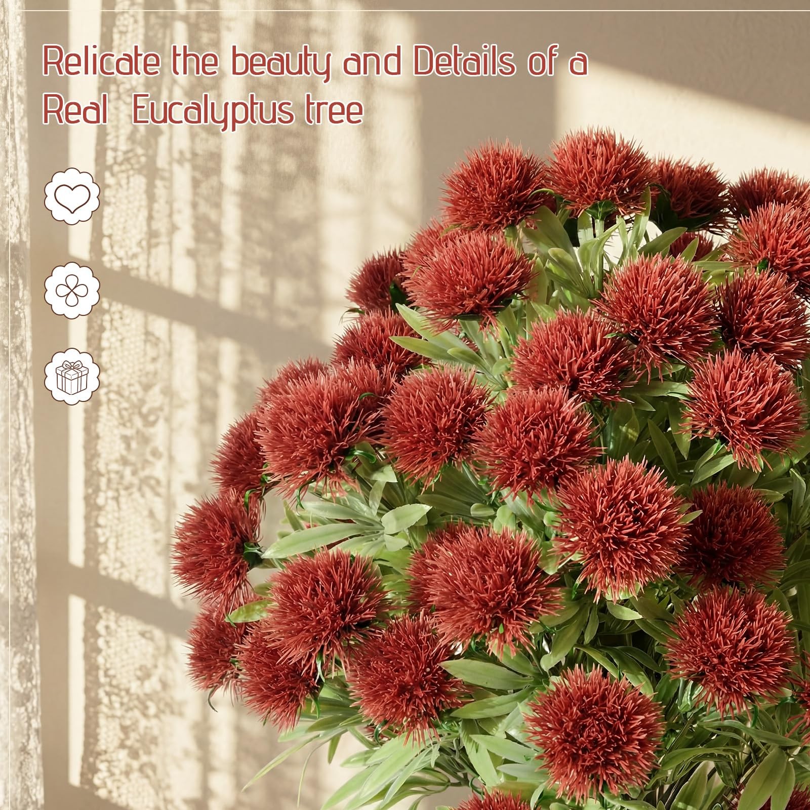24″ Artificial Dandelion Flowers Topiary Tree Set of 2, Realistic Fake Plants…