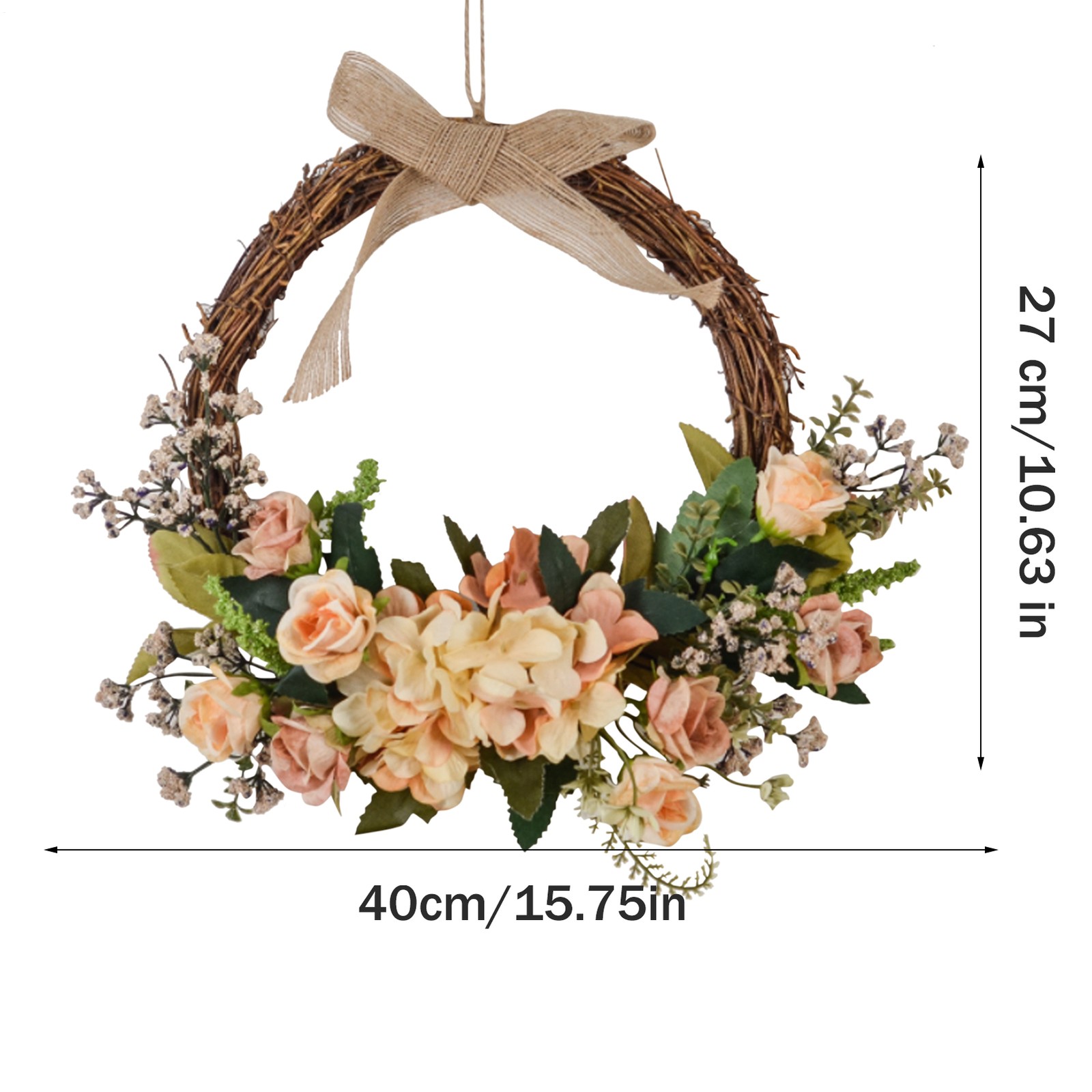 Front Door Garland Rattan Wreath Ornament Decoration Home Hanging Flower Craft