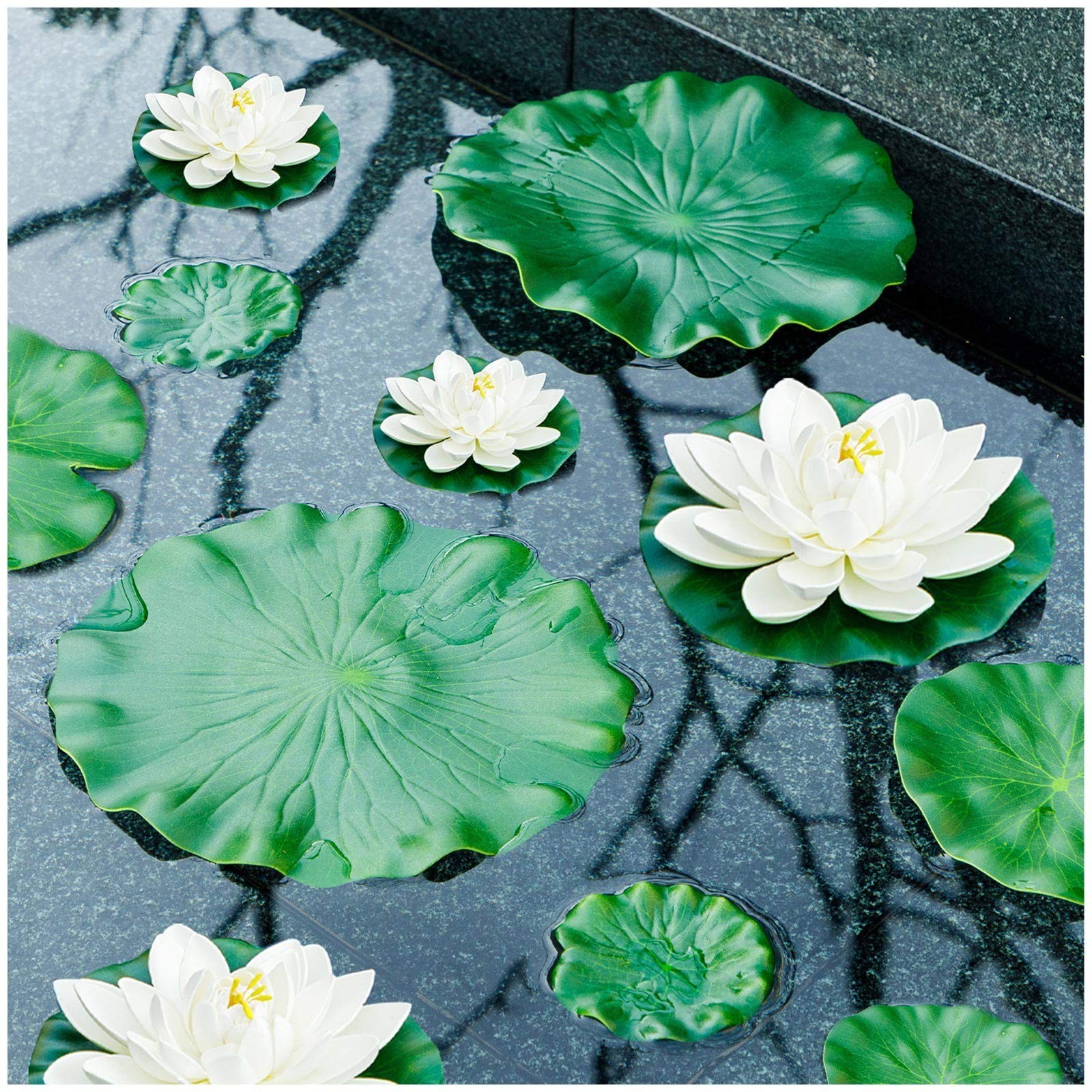 9 PCS Floating Lotus Pads | Realistic Foam Water Lilies for Garden Pond Decor