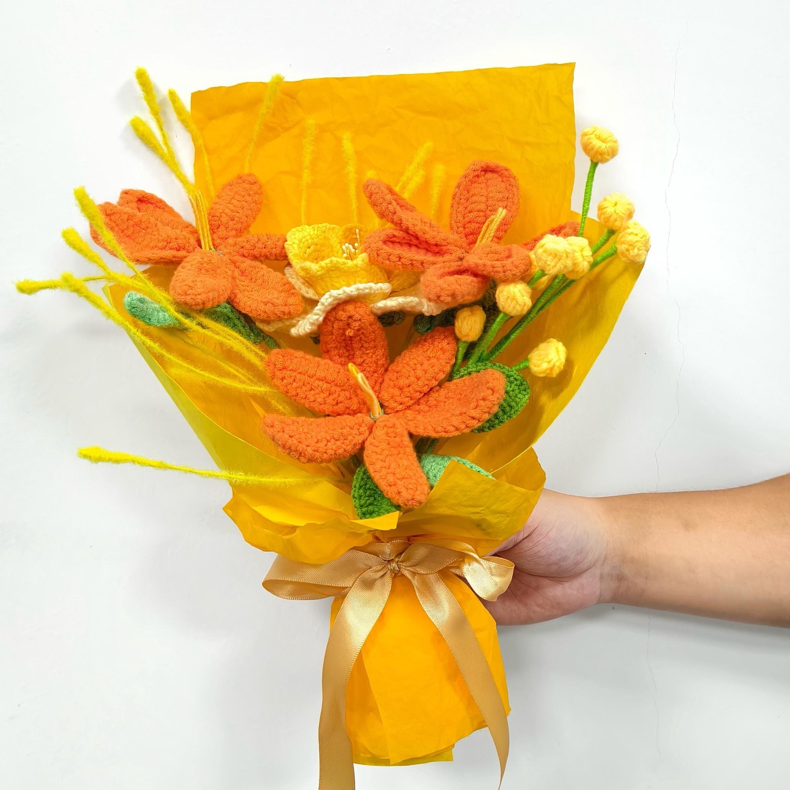 Crochet Flower Bouquet Handmade Yarn Flowers Thank You Birthday Gift
