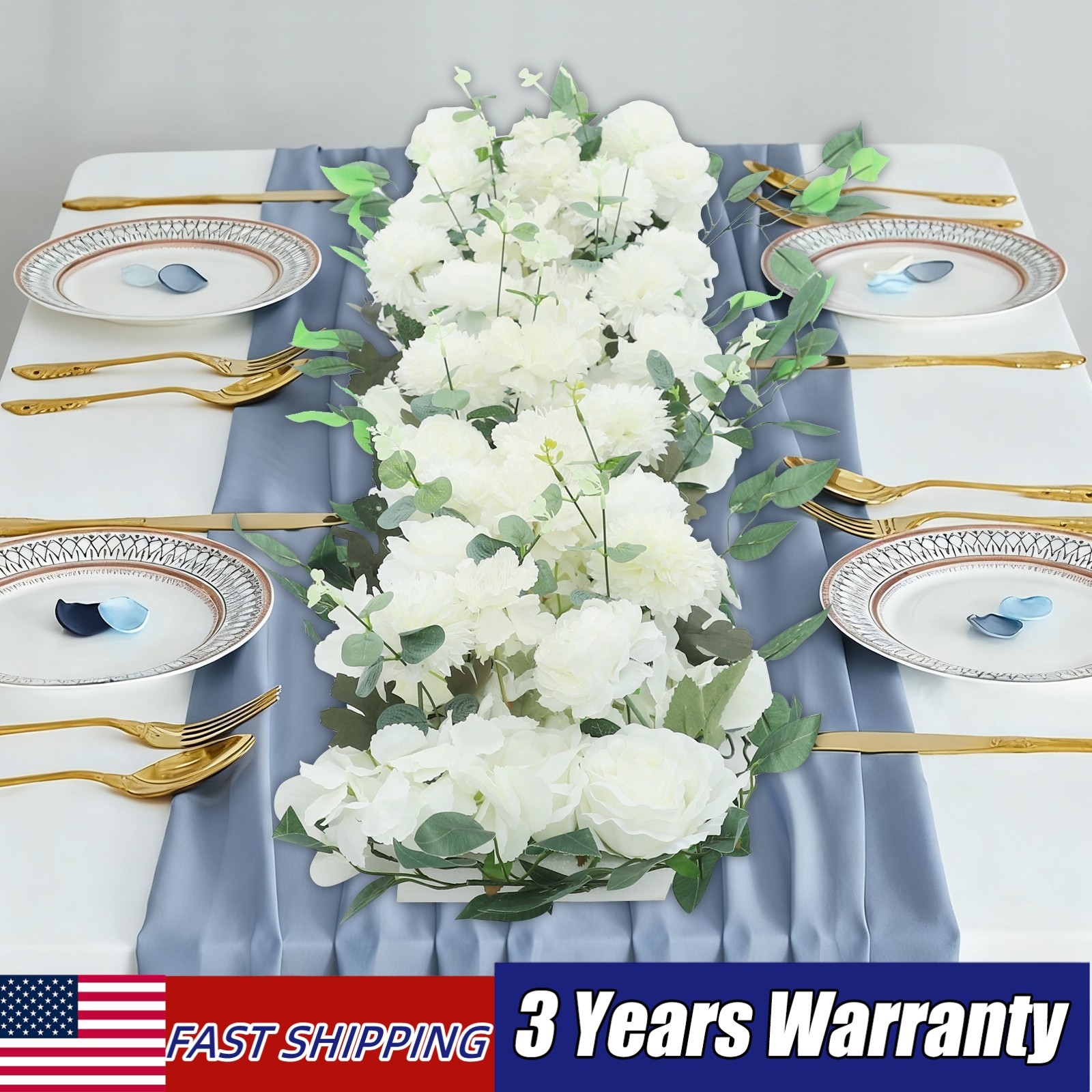 100*30cm Lifelike Flower Row, Artificial Flower Décor, Fake Flower Row For Party